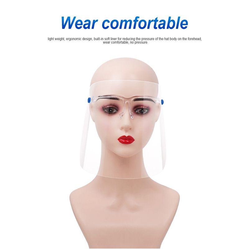 Transparentes Schutzschild OEM Anti Splash Reusable Face Protection Visor PET Gesichtsschild mit Brille