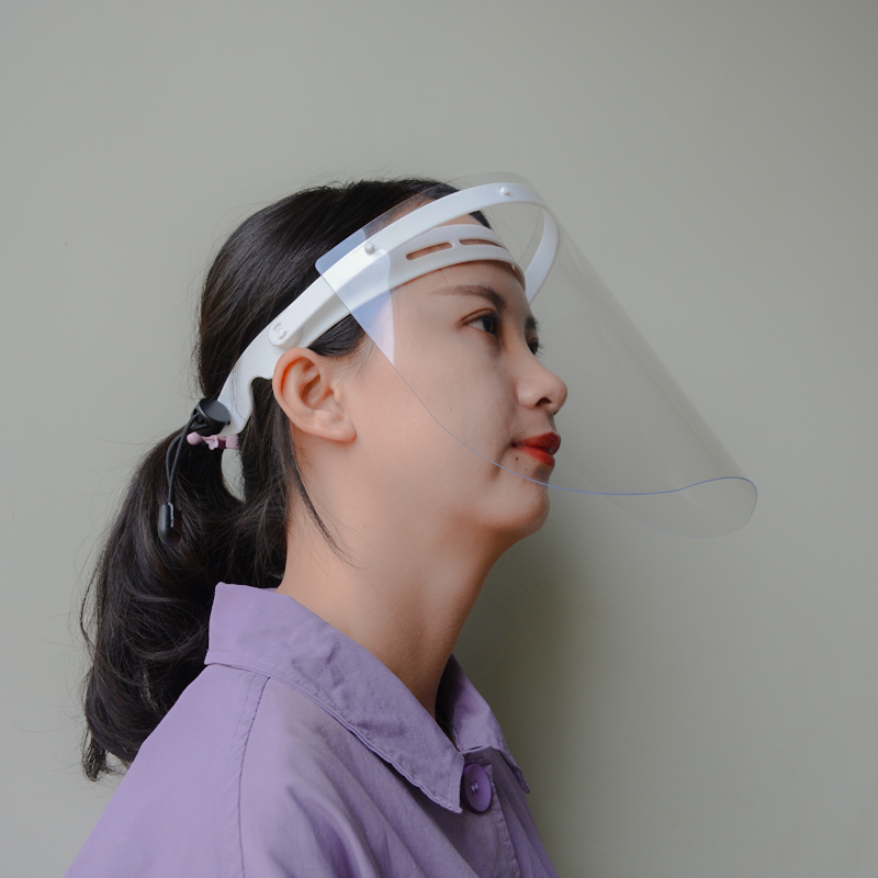 CEN EN Liquid Splash Prevention Shields Facial Transparent Outdoor Face Shield PET Hartkunststoff Face Shield